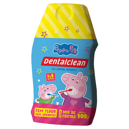 Gel Dental Infantil sem Flúor Mix de Frutas Peppa Pig Dentalclean Frasco 100g