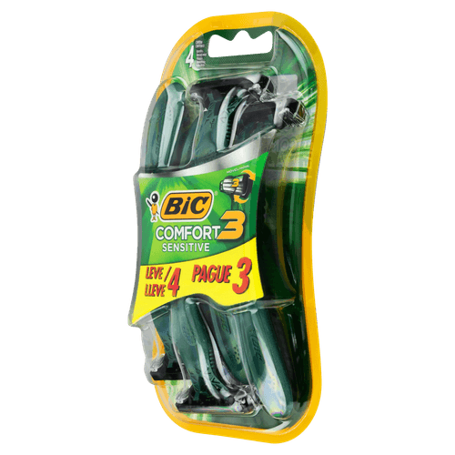 Kit Aparelho Barbear Comfort 3 Pele Sensível - Leve 4 Pague 3 - Bic