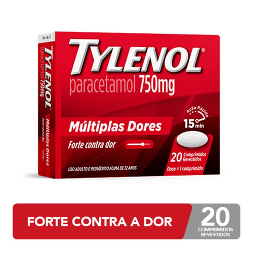 Tylenol Paracetamol 750mg Analgésico - 20 comprimidos