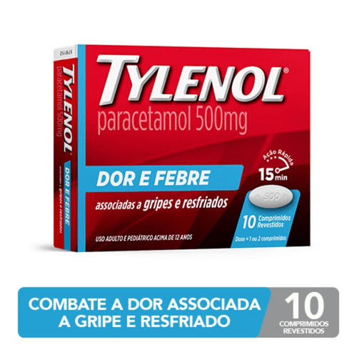 Analgésico Paracetamol Tylenol 500mg Comprimido 10 Unidades