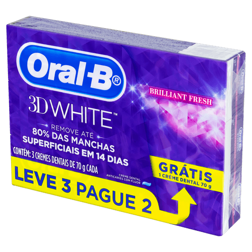 Creme Dental 3D White 3x70g Brilliant Fresh Oral-B