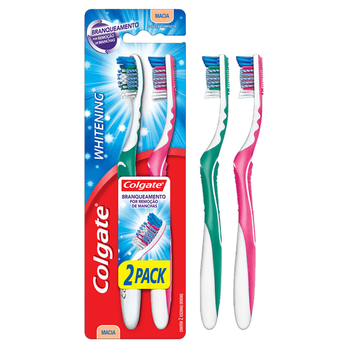 Escova de Dente Colgate Whitening Macia -  2 Unidades