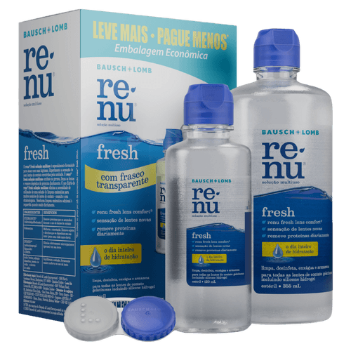 Kit Renu Fresh Solução para lentes 2 unidades + Estojo para Lentes
