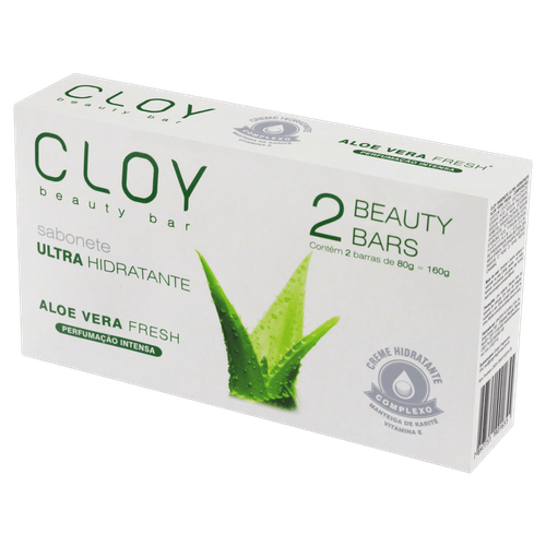 Sabonete Barra Hidratante Beauty 2x80g Aloe Vera Fresh Cloy