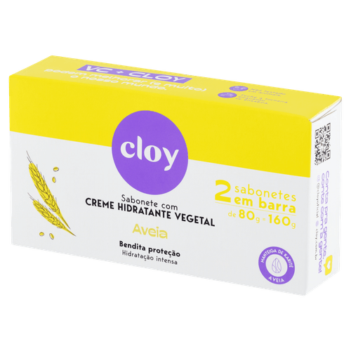 Kit Sabonete Barra Beauty Hidratante Vegetal Aveia Karité 2un 80g Cloy