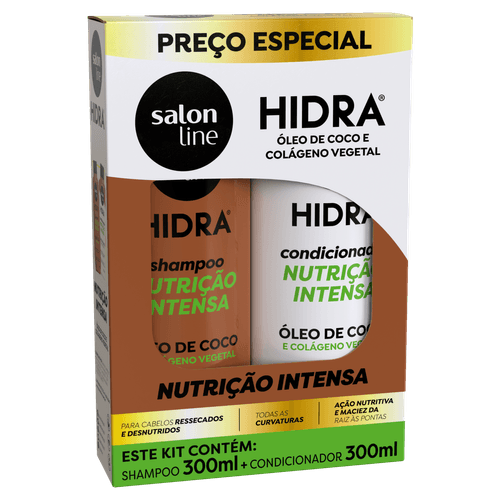 Kit Shampoo Hidratação + Condicionador Coco 300Ml - Salon Line