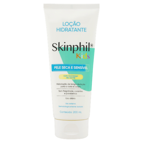 Loção Hidratante Corpo e Rosto sem Perfume Skinphil Kids Bisnaga 200ml