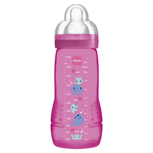 Mamadeira Infantil Fashion Bottle Girl 330ml SkinSoft Silicone - MAM Anticólica