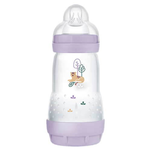 Mamadeira infantil Mam First Bottle Girls 260ml - Bico Silicone Ultramacio Anti-cólica