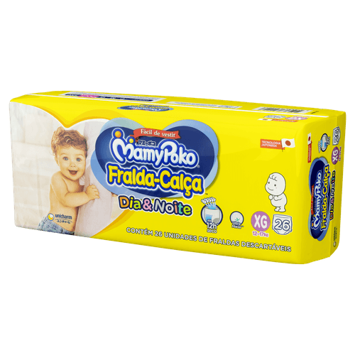 Mamypoko Fralda-Calça Dia & Noite Roupinha XG 26 Unidades Alta Absorção 12h Proteção Dupla