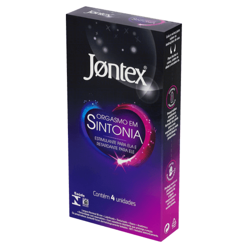 Preservativo Masculino Jontex Orgasmo em Sintonia 4 Unidades 56mm Látex