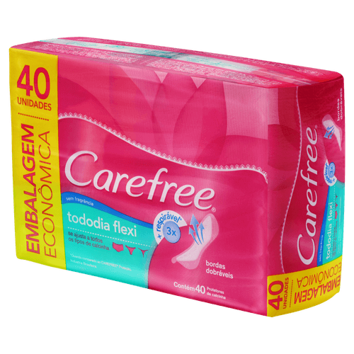 Protetor Diário sem Abas Carefree TodoDia Flexi Pacote 40 Unidades Embalagem Econômica