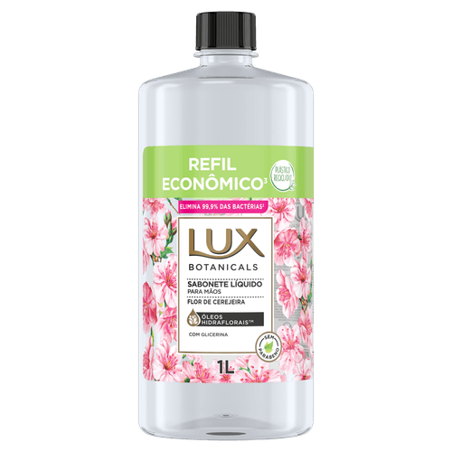 Sabonete Líquido de Glicerina para as Mãos Flor de Cerejeira Lux Botanicals Frasco 1l Refil Econômico