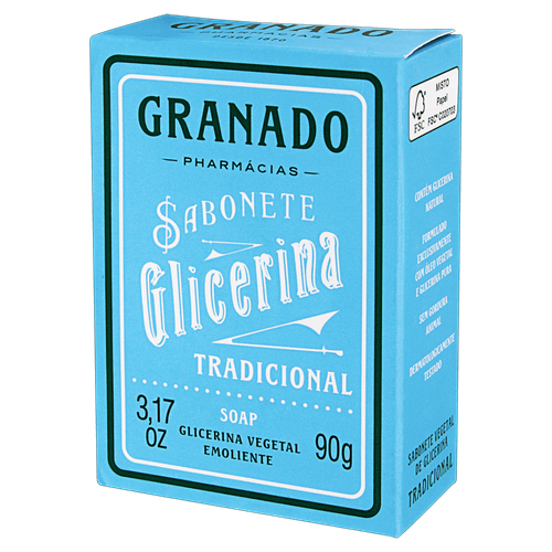 Sabonete Barra de Glicerina Vegetal Tradicional Granado Caixa 90g