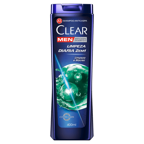 Shampoo Anticaspa Clear Men Limpeza Diária Frasco 400ml