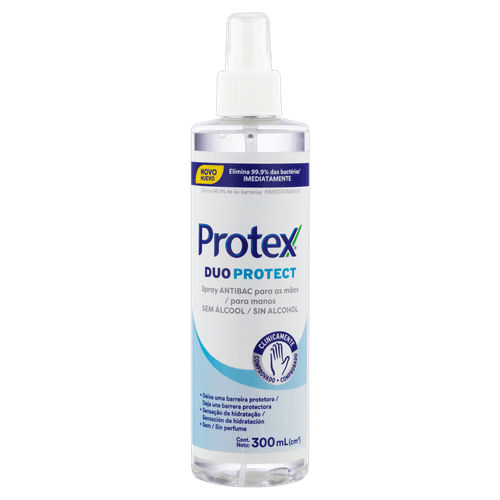 SPRAY ANTIBACTERIANO PARA MÃOS PROTEX DUO PROTECT COM 300ML