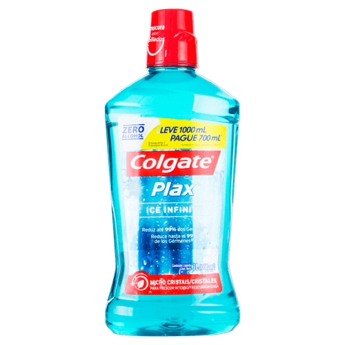 Enxaguante bucal Plax Ice Infinity 1000ml sem álcool CPC Colgate