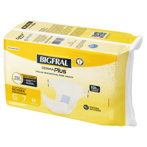 Fralda Bigfral Derma Plus G - 7 Unidades