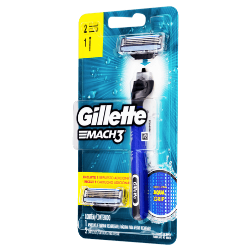 Kit 1 Aparelho Recarregável + 2 Cargas para Barbear Gillette Mach2