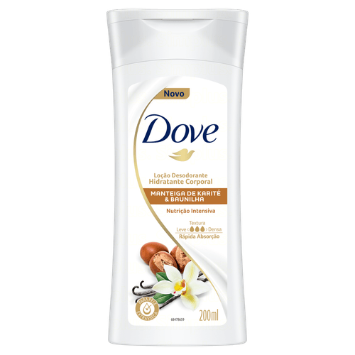 Loção Hidratante Corporal Nutrição Intensiva Manteiga de Karité e Baunilha 200ml Dove