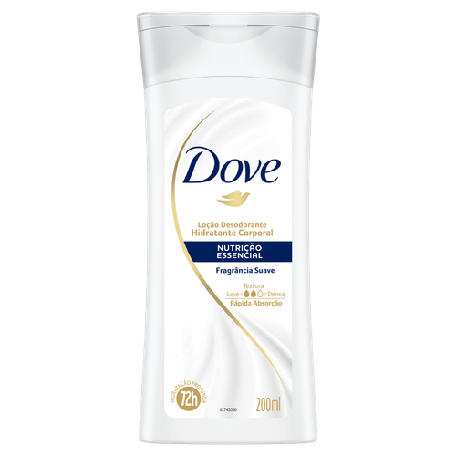 Loção Desodorante Corporal Hidratante Nutrição Essencial Dove Frasco 200ml