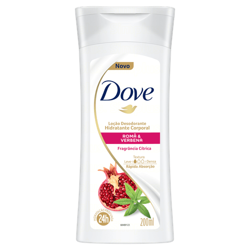 Loção Desodorante Hidratante Corporal Romã & Verbena Dove Frasco 200ml