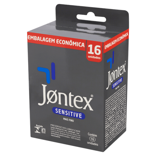 Preservativo Masculino Sensitive Lubrificado 16 Unidades Látex Jontex