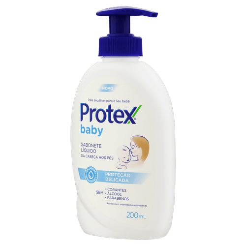 Sabonete Líquido da Cabeça aos Pés Protex Baby Proteção Delicada Frasco 200ml Pump