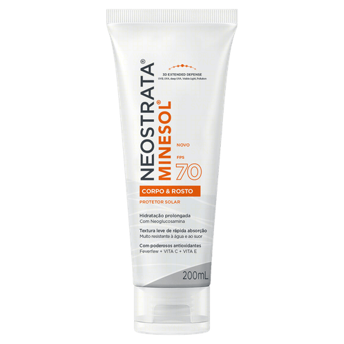 Protetor Solar Corpo e Rosto FPS 70 Neostrata Minesol Bisnaga 200ml
