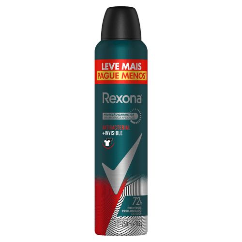 Antitranspirante Aerossol Antibacterial e Invisible Rexona Men 250ml Spray Leve Mais Pague Menos