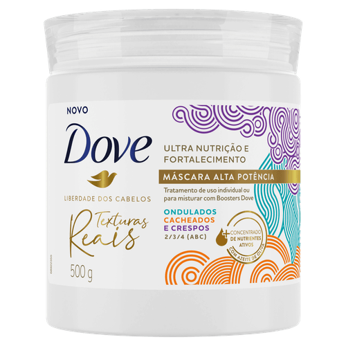 Máscara de Tratamento Dove Texturas Reais Ondulados, Cacheados e Crespos Pote 500g