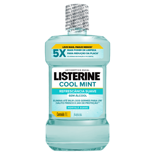 Enxaguante Bucal Zero Álcool Hortelã Suave Listerine Cool Mint Frasco 1l Leve Mais Pague Menos