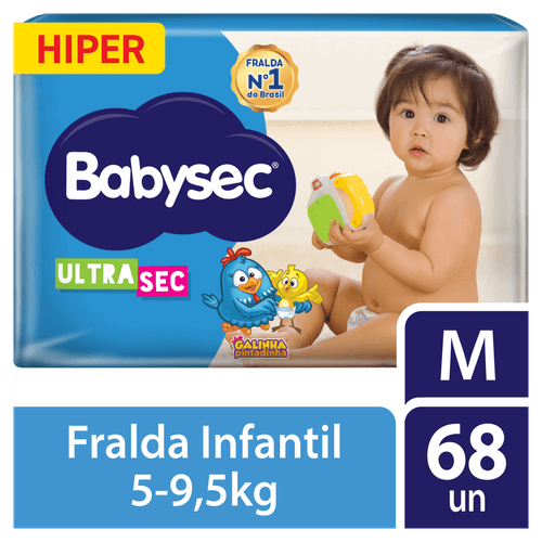 Fralda Descartável Babysec Ultra Hiper M - 68 Unidades