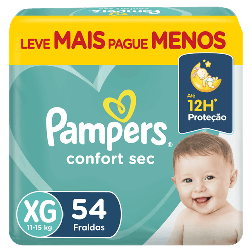 Pampers Fralda Calça Até 12h Hipoalergênica Confort Sec XG 54 Unidades