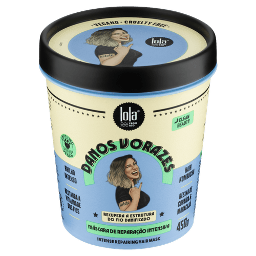 Máscara de Recuperação Intensiva Danos Vorazes 450g Lola para cabelos danificados