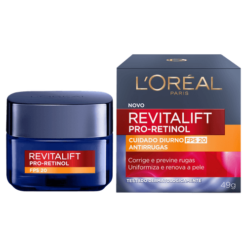 Creme Antirrugas Diurno FPS 20 L'oréal Paris Revitalift Pro-Retinol Caixa 49g