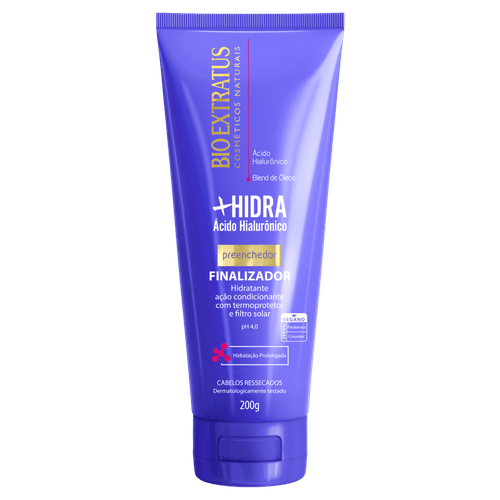Finalizador capilar +Hidra sem enxágue 200g Bio Extratus para cabelos ressecados