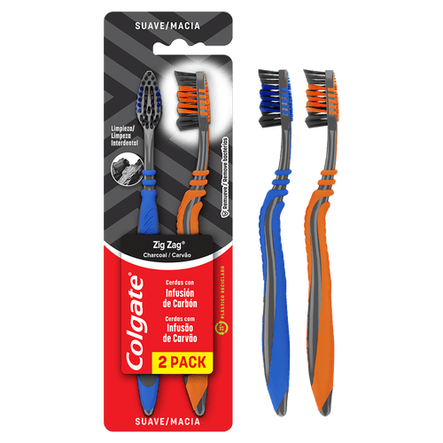 Escova Dental Zig Zag Macia 2 Unidades Carvão Ativado Colgate