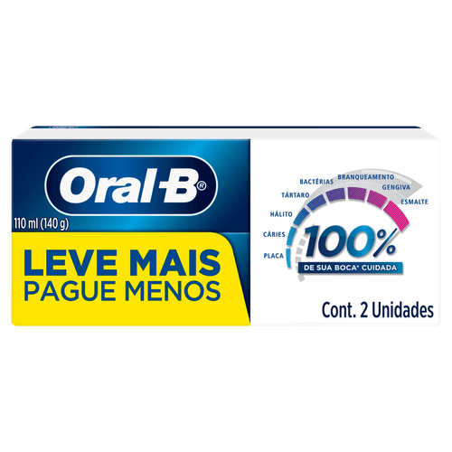 Creme Dental 100% 2x140g Menta Refrescante Oral-B