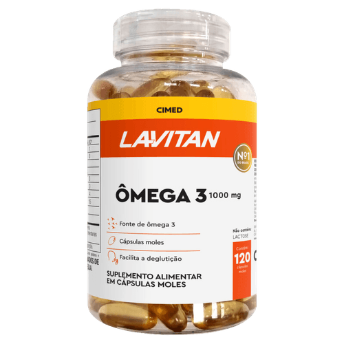Suplemento Ômega 3 Lavitan 1000mg Cápsulas Gelatinosas 120 Unidades