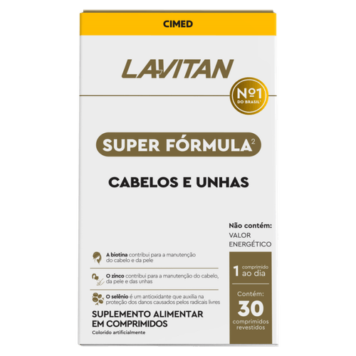 Suplemento Lavitan Super Fórmula Cabelos e Unhas 30mg Comprimido 30 Unidades