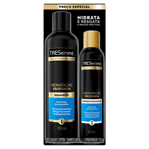 Kit Tresemmé Shampoo 350ml + Condicionador 175ml Hidratação Profunda