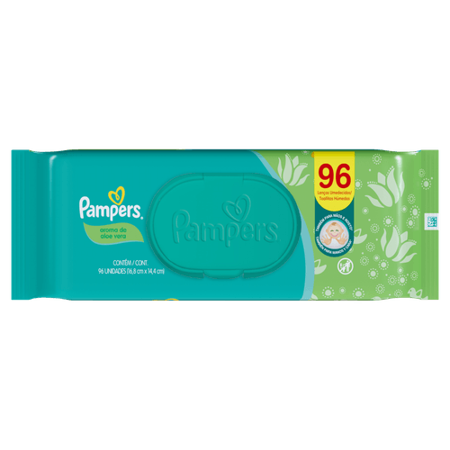 Lenço Umedecido Infantil Aloe Vera Pampers 96 Unidades