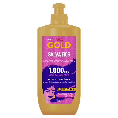 Creme para Pentear Antiquebra Niely Gold Salva Fios - 250ml