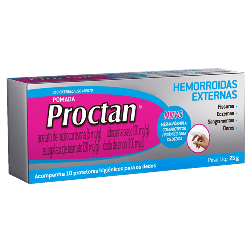Pomada Anti-Hemorroidal Proctan Genomma 25g com 10 Protetores Higiênicos