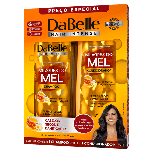 Kit Shampoo 250ml + Condicionador 175ml DaBelle Hair Milagres do Mel