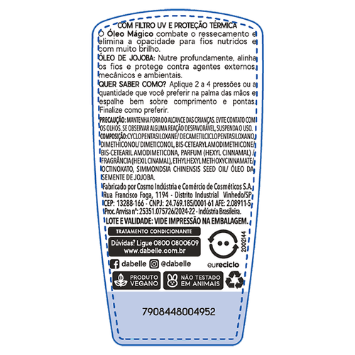 Óleo de Jojoba Intense Mágico com Filtro UV 45ml DaBelle Hair