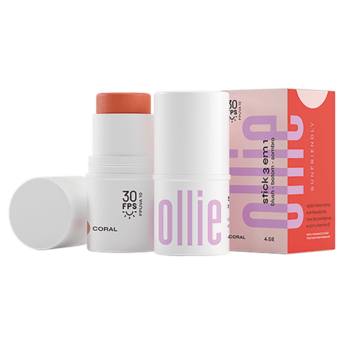 Maquiagem Bastão 3 em 1 Blush, Batom e Sombra Ollie FPS 95 4,5g