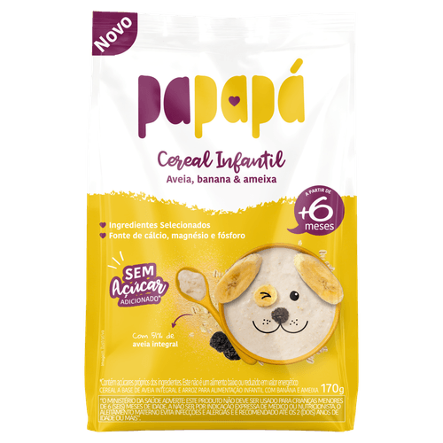 Cereal Infantil Integral Aveia com Banana e Ameixa Papapá Petit 170g