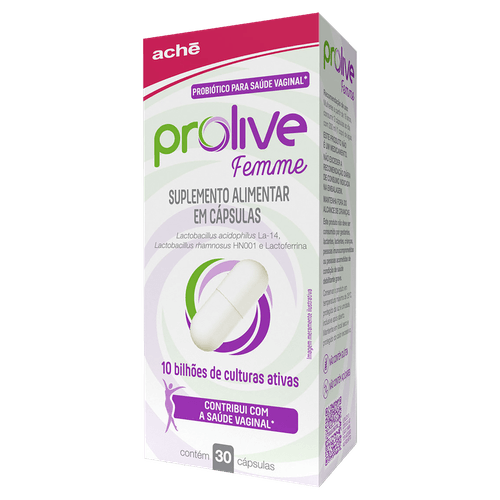 Suplemento Alimentar Probiótico para Saúde Vaginal Prolive Femme - 30 Cápsulas